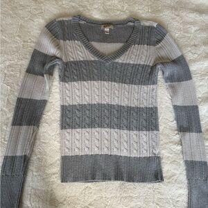 Gray Striped Women's Sweater